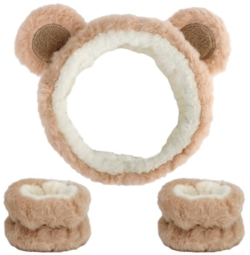 Thapncow Hair band Kosmetik für Make Up und washing Haarband, Elastischer Gesichtsarmreifen, Bärsohren, Make Up Kopftuch mit Armreifen washing