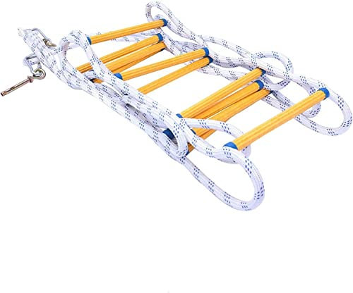 Fire Escape Rope Ladder,Fire Escape Ladder, Portable Fire Evacuation Safety Ladder with Hooks, Nylon Climbing Emergency Fire Escape Ladder for Indoor Outdoor/30M