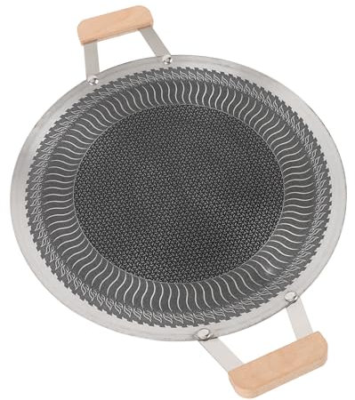 BBQ Grill Non Stick Grill Circular Korean Grill Pan Compatible for Induction Gas Stove Electric Cooktop Indoor or Outdoor Grilling (38cm)