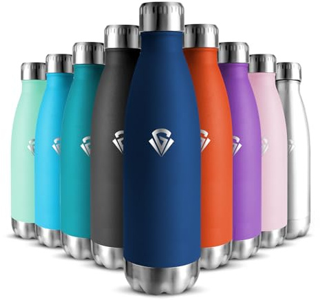 Trinkflasche Edelstahl 500ML, BPA-frei, Wasserflasche, Auslaufsichere Isolierflasche Doppelwandig, Thermosflasche, Trinkflasche Kohlensäure Geeignet, Water Bottle für Fitness, Schule, Kinder