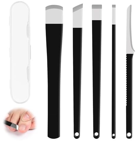 Yesimola Couteau Râpe À Pied Pédicure 5 Pièces, Professionnel Couteau de Pédicure avec Case de Rangement Lime, Éliminateur de Callosités des Pieds,Coupe Cors Pied Scalpel Lame Bistouri Couteau Kit