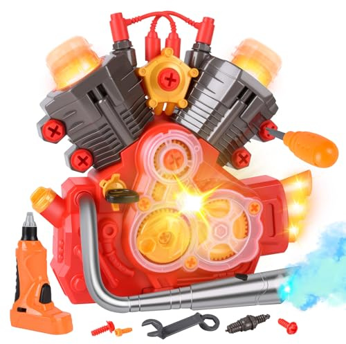 YOOHBERRYS Kit di Costruzione del Motore, Kit Regalo per Adulti per Bambini e Adolescent, Motore di Simulazione con Kit Motore Funzionale, Costruisci Il Tuo Kit di Motore (Rosso)