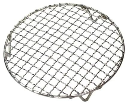 WUJIHE Griglia in acciaio inox 304 da 15-60 cm, con piede/griglia rotonda, griglia di raffreddamento e strumento da campeggio all'aperto, supporto per barbecue da campeggio all'aperto (24,5 cm)
