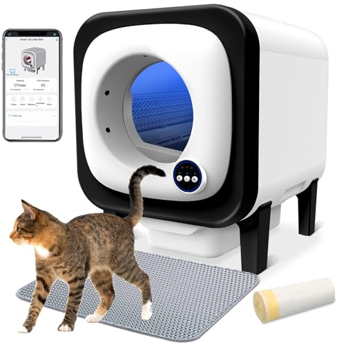 Selbstreinigende Katzentoilette - 72L Katzenklo Selbstreinigend, Automatische Katzentoilette mit APP-Steuerung Sicherheit Sensoren, Geruchsbeseitigung Automatisches Katzenklo für Mehrere Katzen