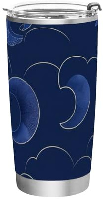 siphylline Taza de café de acero inoxidable azul oscuro con tapa, resistente a las fugas, taza de viaje de 20 onzas para café, vaso de café portátil de viaje de 20 onzas