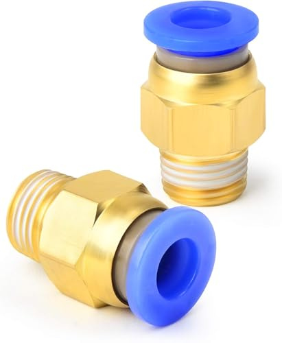 TAILONZ PNEUMATIC Racores neumáticos azules macho rectos de 12 mm de diámetro exterior x 3/8 BSP de conexión a presión PC12-03 (paquete de 10)