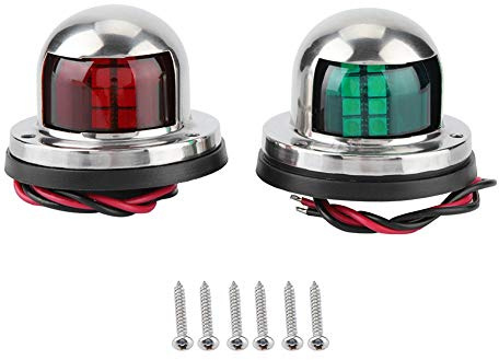 Marine Navigation Lamps | Red & Green LED Indicator Lamp for Boats/Yachts/Vessels | Stainless Steel Sidelight with 12V / 24V Dual Voltage | Water - Tolerant & Oxidation -