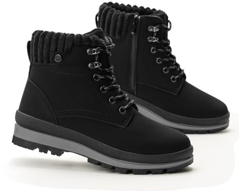 GLAMORA Bottes d'hiver pour femmes imperméables avec doublure chaude, semelle antidérapante, bottes thermiques en fausse fourrure, Noir , 38 EU