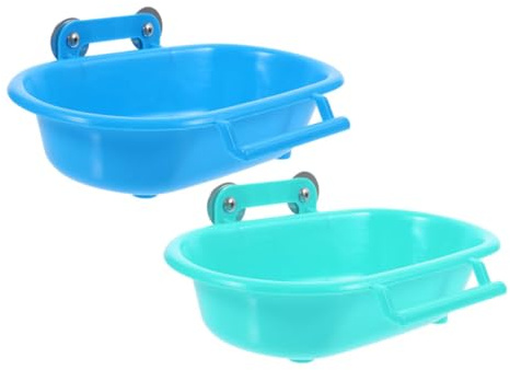 SHINEOFI 2 Stück Vogelbadewanne aus Robustem Pp Material Multifunktionale Hängende Papageien Duschbox für Vogelkäfige Sichere Kleintier Badeschale für Wellensittiche und Papageien