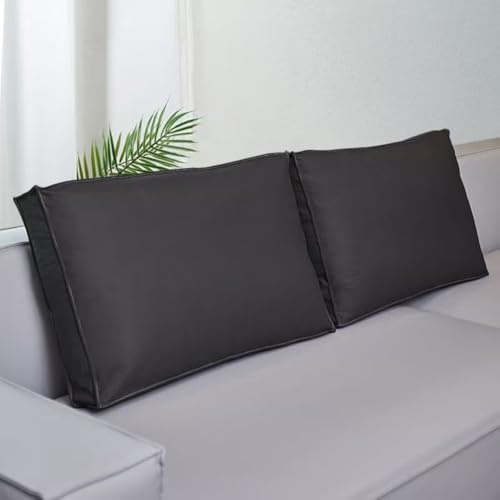 Funda de cojín rectangular de piel sintética con cremallera, impermeable y resistente a los arañazos, protector de respaldo lumbar para cama, sofá, jardín, Piatio (negro, 80 x 50 x 10 cm, 2 unidades)
