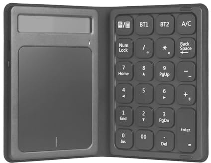 Yarryuter Teclado Numérico Bluetooth Plegable con Panel Táctil, Calculadora Portátil, Teclado Numérico Inalámbrico para PC y Portátil.