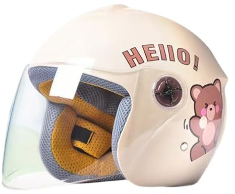 Frcychri Casco per Bambini 3/4 Viso Aperto - Casco Mezzo Guscio con Visiera Parasole, Casco da Ciclomotore - Omologato ECE Unisex Scooter Biciclette, Sci, Monopattini, Bici Senza Pedali H,Large