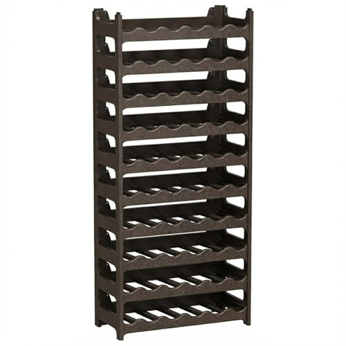 Cave à Vin Plastique Effet Cuir Martelé, Marron Corten, 60 Bouteilles | CookandSupply x TheWV, Étagère Range Bouteilles Modulaire Empilable, Casier 6 Bouteilles par Module, Made in Italy