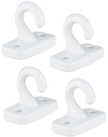 TENDAGGIMANIA Gancio Tenda da Sole in Alluminio per Tenda da Sole a Caduta - Gancio ad uncino per Pavimento/Ringhiera - Ricambi per Tende da Sole Made in Italy- Colore Bianco - 4 Pezzi
