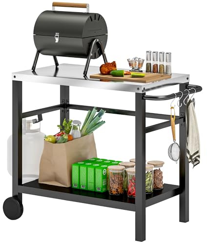 Outsunny Grillwagen 2-Etagen mit Arbeitsfläche Ablagen 102 x 56 x 81cm