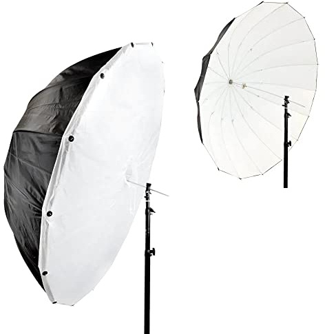 Pixapro 160cm Parabolic Umbrella Giant Brolly Diffuser Box Photography Lighting Softbox Flash Professional Studio Light Modifier Diffusion (160cm With Removable Diffusion, Black/White)