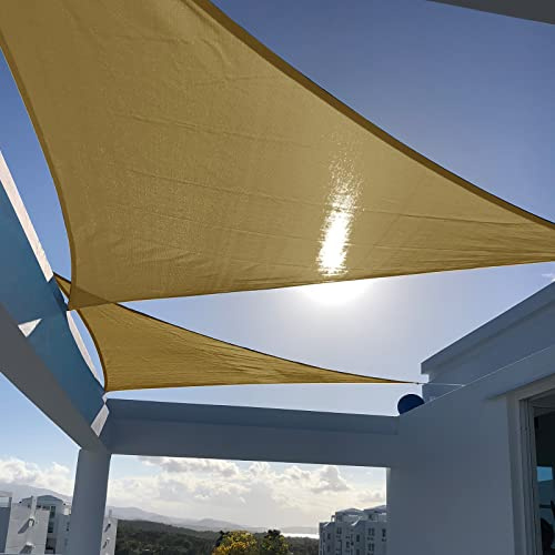 Sunny Guard - Voile d'ombrage Triangulaire, Protection Anti-UV pour Jardin, Cour, terrasse, activités et installations de Plein air, Sable, 3,6 x 3,6 x 3,6 m, Taille personnalisée