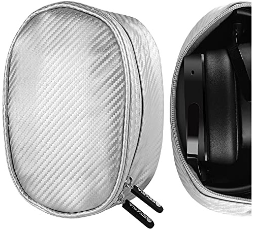 Geekria Headphones Pouch Compatible with JBL Tune 510BT, Skullcandy Crusher ANC 2, Sennheiser PXC 550-II Case, Replacement Protective Travel Carrying Bag with Cable Storage (Silver)
