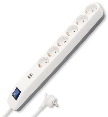REV Steckdosenleiste Ice - 6-Fach + 2X USB, 1,4m, 3680W, weiß