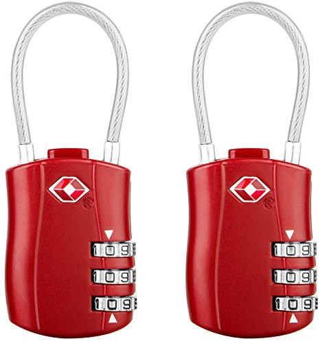 Diyife TSA-bagagelås, 2 stycken, 3-siffrigt säkerhetslås, kombinationslås, kodlås för resväska, bagageväska, etui med mera (rött)