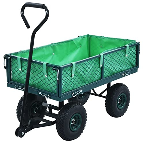 vidaXL Handwagen Bollerwagen Gartenwagen Transportwagen Gerätewagen Gartenkarre Transportkarre Wagen Garten Grün 250kg Stahlkonstruktion