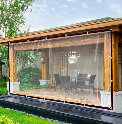 Plane Transparent 2x2m, FüR AußEnbereich Plane Durchsichtig Mit öSen Wasserdicht Folie Gewebeplane Wetterfeste Faltbar Planen, Allzweckplane FüR Schutz Vor Witterung,Seil Enthalten