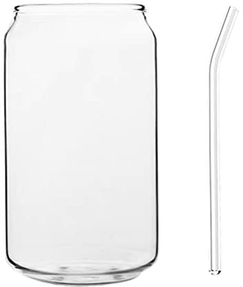 Cabilock Glasbecher Mit Strohhalm Transparenter Wasserbecher Stabiler Milchbecher Für Milch Saft Kaffee Hitzebeständig Und Leicht Zu Reinigen