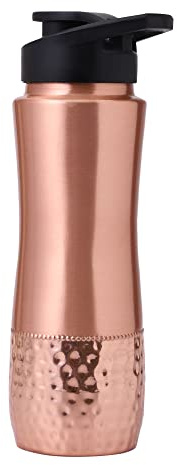 Pure Copper Water Bottle Sipper 900ml (30.4 oz.) | Leak-Proof Joint-Free Copper Drinking Bottle for Ayurvedic Health Benefits, Detox & Daily Hydration | Eco-Friendly BPA-Free Fitness Bottle