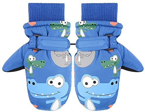 QKURT Guantes de esquí para niños, Invierno a Prueba de Viento para Nieve Mitones aislantes del Calor niñas niños Clima frío Durante 2~15 años niños Ciclismo Snowboard Correr
