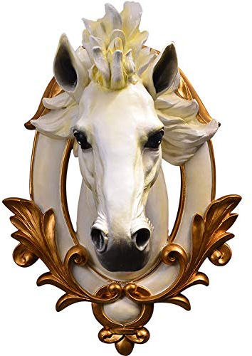 YTOOZ Pferdekopf-Wandbehang, Tierkopf-Wandbehang, Skulptur, dekorative Statue, Zuhause, Wandrelief, Dekoration, Geschenk