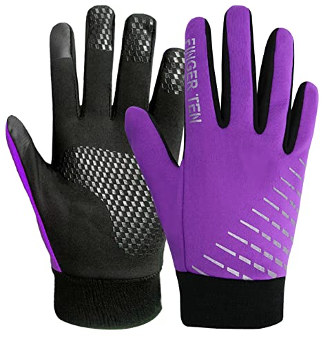 LOVMEAD Winter Handschuhe Kinder Fahrrad Jungen Mädchen Touchscreen Winterhandschuhe rutschfest Winddicht Fahrradhandschuhe für Radfahren Laufen Fußball Skifahren (S, Lila)