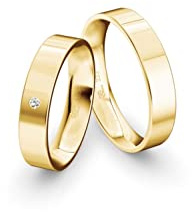 JC Trauringe Gelbgold 333 Paarpreis Eheringe Gold | Verlobungsringe Gold breit 4,5 mm I Partnerringe mit Gravur in edler Schatulle I 2 Hochzeitsringe Herrenring & Damenring mit Stein