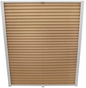 ondeco Dachfenster Plissee zum Bohren passend für Velux Fenster Plisseerollo Faltrollo verspannt Zubehör Cappuccino M06 - B: 61,4cm x H: 94cm
