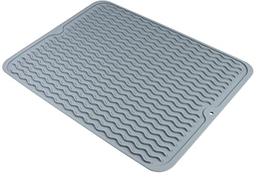 igadgitz home U7228 Silicone Draining Board Mat, Silicone Draining Mat, Drying Dish Drainer - Grey