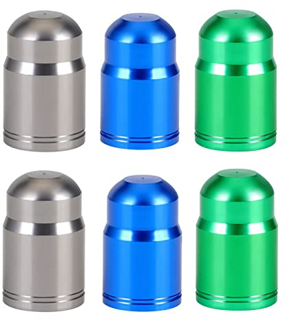 TAKONE Aluminium Ventilkappen Schrader Ventil Fahrrad Blau Grün Silber | 6 Stück, 6061 Aluminiumlegierung, Schrader Ventil, leicht, langlebig, korrosionsbeständig