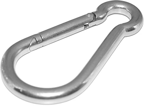 Karabinerhaken aus Edelstahl 2 Stück, Schnapphaken 8X80mm Feuerwehr Karabiner-Haken, Gefederter Verschluss ähnl. DIN 5299 aus A4 V4A- AISI 316 - NIRO, Nirosta