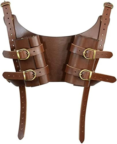 CNKL Vintage Mittelalter Ritter Rücken Doppelscheide Schultergurt Schwerthalter Scheide Frosch Erwachsene Leder Kit Ausrüstung Waffe Pirat Western Cowboykostüm Requisite(U, Brown)