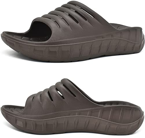 KuaiLu Sandali di Recupero Uomo con Comode Ortopediche Fascite Plantare Supporto Arco Ciabatte Aperte Leggero Sportivi Ciabatta Estive Mare Spiaggia Piscina Doccia Sandalo ALL Marrone 46