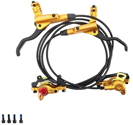 DJC Hydraulic Brake 2 Pistons Caliper MTB Left Front Right Rear Oil Brake HB875 Double Pistons,a Pair Golden
