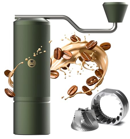 TIMEMORE Molinillo de café manual de acero inoxidable cónico con capacidad de 20 g, ajuste numérico externo ajustable, molinillo expreso para viajes, camping, hogar, color castaño Xlite verde
