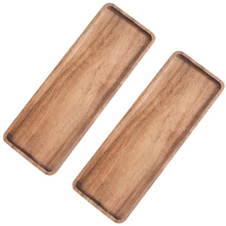 BESTonZON 2piezas Bandeja Rectangular De Madera Decorativa para Servir Bandeja De Té para Frutas