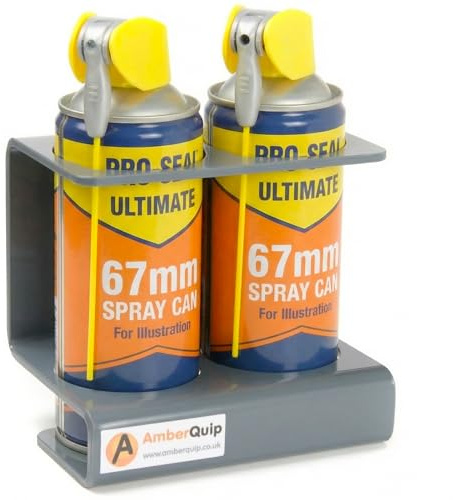 Amberquip Spray Can Holder – Wall & Van Mounted PVC Storage Rack | Rustproof, Heavy Duty Aerosol Organiser for Workshop, Garage, Shed, Trade & Van Racking. Dark Grey. (2 Can Holder)