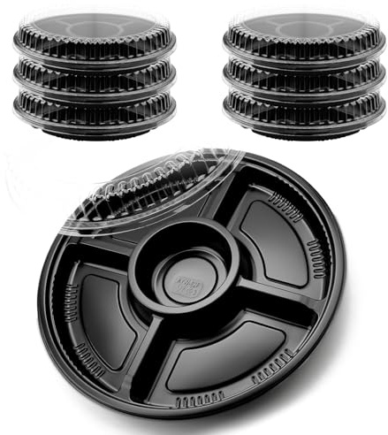 Mbsomnus 6 Stück Servierplatte mit Deckel Meal Prep Boxen | Catering Plates with Lid Large, Wiederverwendbare, Meal Prep Container, Unterteilte Teller, für Vorspeisen, Buffets, Sushi