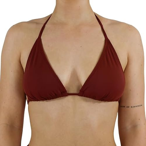 MYLILY Reggiseno Bikini Triangolo Donna | Allacciatura al Collo con Coppe Estraibili | per Seno Grande & Taglie Forti | per Piscina & Spiaggia | Oeko-Tex, Regolabile, Premium, Vegano |Rosso, XS