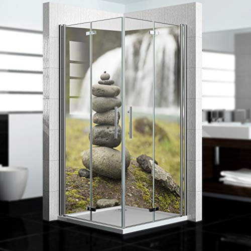 dedeco Pannello posteriore doccia impermeabile con motivo Zen V5, 2 x 100 x 210 cm, come parte posteriore del bagno per la sostituzione delle piastrelle, come parete decorativa, rivestimento da parete