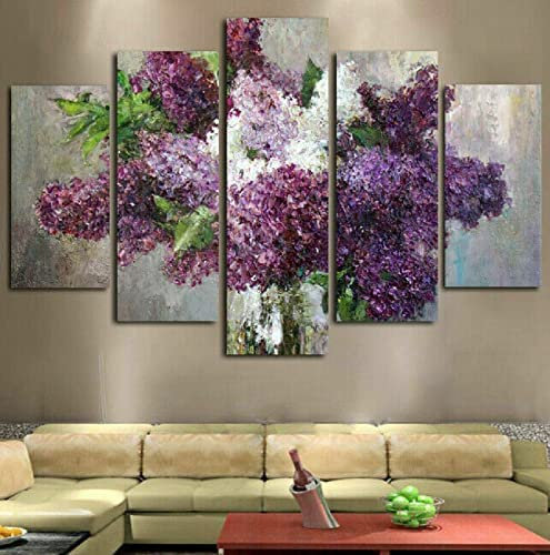 Bild Auf Leinwand - Leinwandbild - Lila Hortensie Lila - Wand Bild - Wanddeko - Leinwanddruck - Bilder - Kunstdruck - Leinwand Bilder - Wandkunst (L/Ohne Rahmen 150 X 80 Cm) Für Wohnzimmer H -0O7X/X7