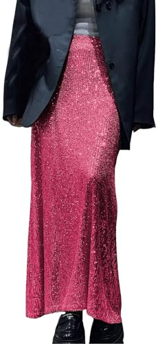 Gonna Vita Alta Donna - Gonna Lunga da Donna con Paillettes da Festa Gonne Salopette