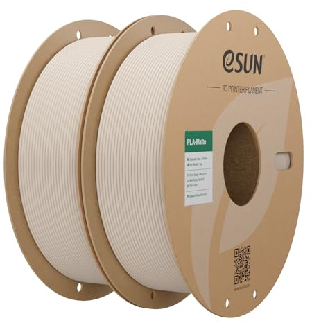 eSUN Uppgraderad Matt PLA Filament 1.75mm, Matt PLA 3D-skrivarfilament, 1KG per Spole, 2 Spolar 3D-tryckmaterial för 3D-skrivare, Ljus Kaki+Ljus Kaki
