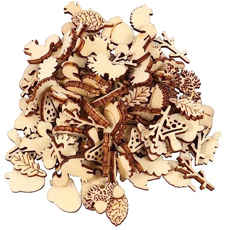 GLSTOY 200stücke Ausgehöhlte Holz-bastelscheiben Holzscheiben Zum Basteln Dekorscheiben Partyscheiben Holzscheiben-ornamente Mit Eichhörnchen Igel Pilz Für Diy Handwerk Und Feste