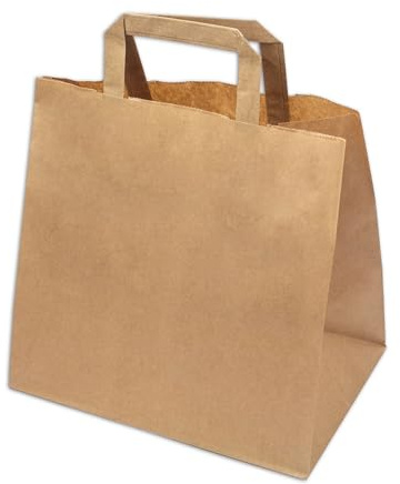 Daybays Papiertüten mit henkel 26+17x25 cm, Braun 1000 Stück | Kraftpapiertragetaschen mit Flachhenkeln, Papiertaschen für Einkauf, Verpackung, Geschenke, Lebensmittel und Alltag